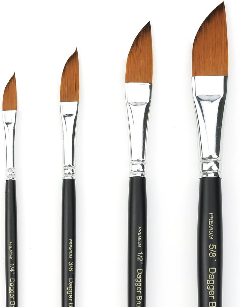 GACDR Dagger Striper Brush Set - 4 PCS Premium Watercolor Pinstriping Brushes Set with Korean Nylon Hair for Detail, Fine Lines, Acrylic, Ink, Gouache - Image 1